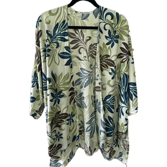Maia Creations Hawaiian Tropical Floral Print Open Kimono Cover Up One Size Plus - Picture 1 of 5